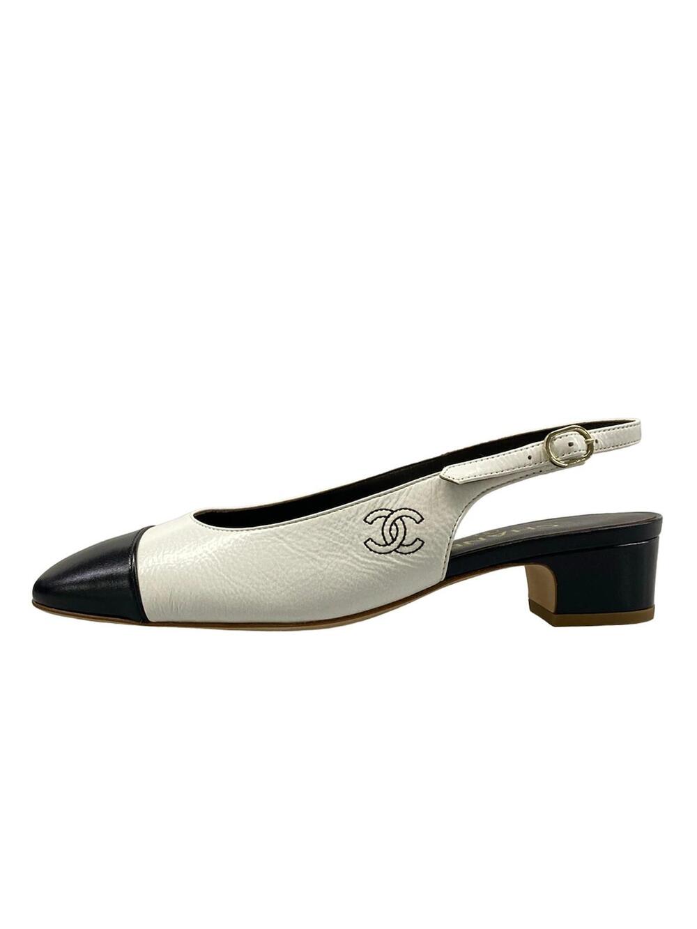 Chanel White Dark Navy Calf Skin #296497C13B